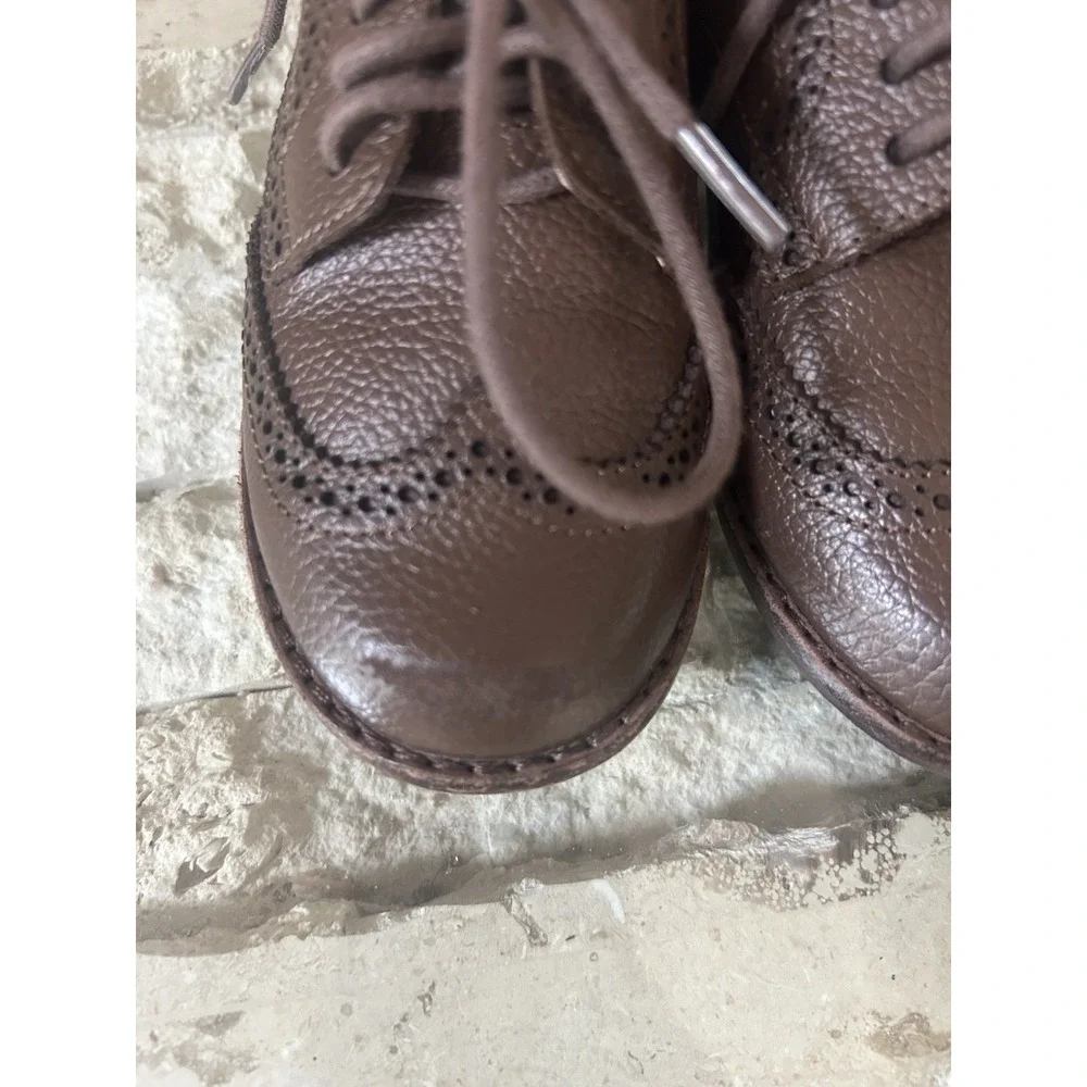 Janie and Jack Boys Size 9 Brown Leather Wingtip Brown Dressy Casual Shoes